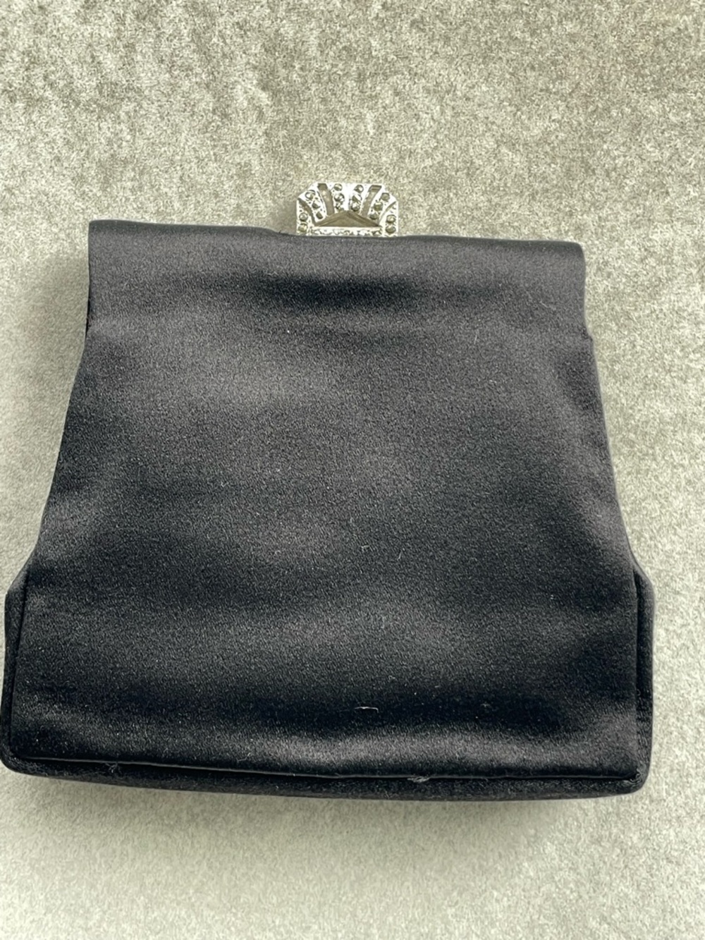 Barney’s New York Black Satin Fold Over Clutch With Marquisette Clasp NWOT - Picture 13 of 14